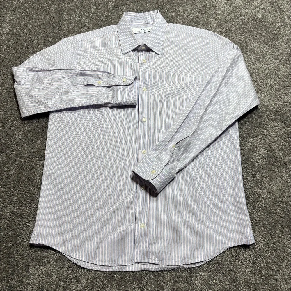 Peter Manning Shirt Men's Size 4 16.5/33 Blue Red Striped Five Eight New York